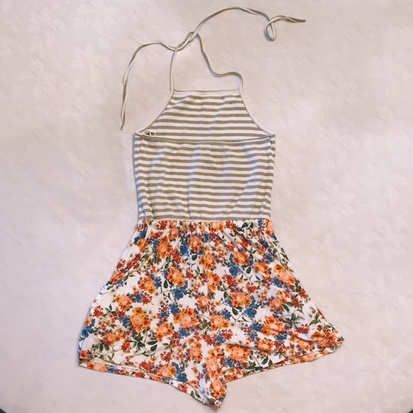MinkPink mixed mixed pattern halter top romper - Picture 2 of 5